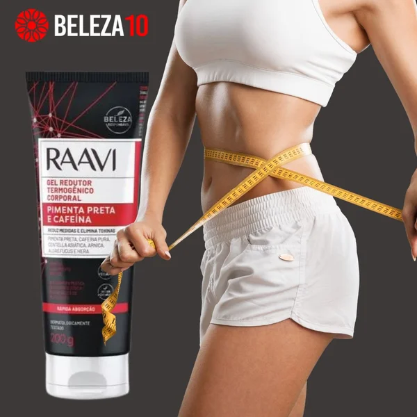 Gel Redutor Corporal Pimenta Preta e Cafeína Raavi 200g