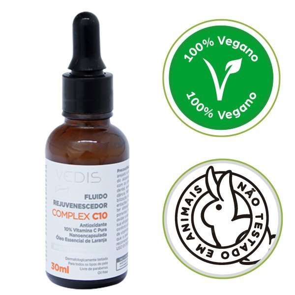 Fluido Rejuvenescedor Facial C10 com Vitamina C 30ml Vedis