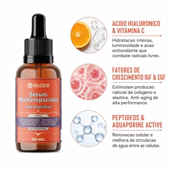 Kit Skincare Beleza10 Sérum com Peptídeos 30ml + Sabonete Facial 250ml