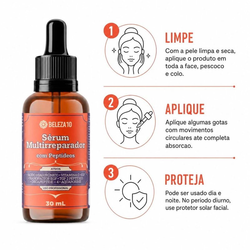 Kit Skincare Beleza10 Sérum com Peptídeos 30ml + Sabonete Facial 250ml
