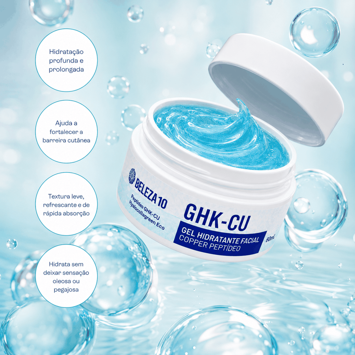 Gel Hidratante Facial GHK-Cu Pept&iacute;deo de Cobre 60ml Beleza10